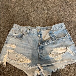 Levi 501 distressed denim shorts
